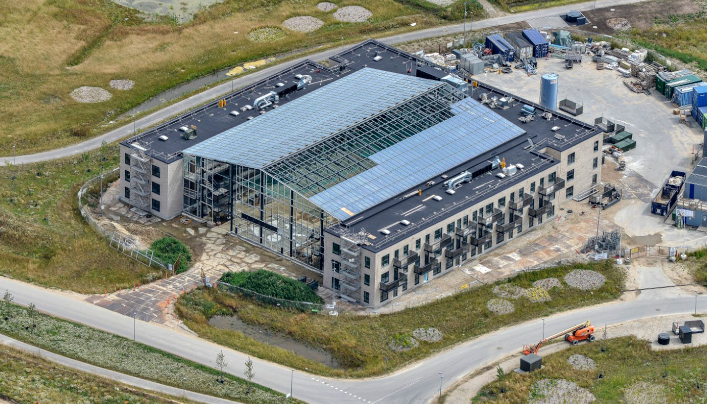 Luftfoto af byggeriet af Bovieran Helsinge
